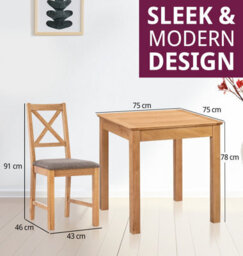 Hallowood Furniture Hereford Small Dining Table With 2 Cross Back Oak Chairs (Grey Seat) - thumbnail 3