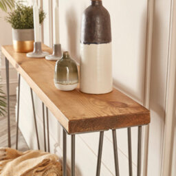 Rustic Console Table With Hairpin Legs - Narrow Entryway Table - Off The Grain 50Cm (L) - thumbnail 3