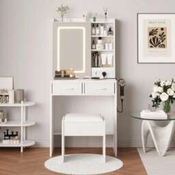 Vanity Dressing Table Stool Set Makeup Desk With 2 Drawers - thumbnail 6