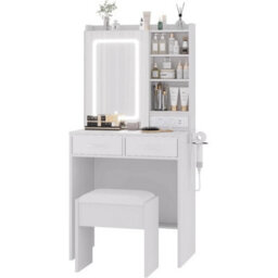 Vanity Dressing Table Stool Set Makeup Desk With 2 Drawers