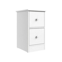 White 2 Drawers Nightstand Modern Narrow Accent Table - thumbnail 4