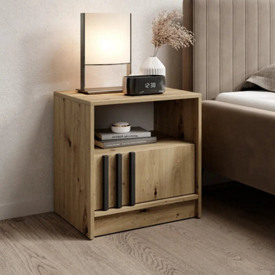 Arte Nelly Bedside Table 51Cm Oak Artisan - Warm Wooden Nightstand With Drawer And Open Compartment For Cosy Bedrooms - image 1