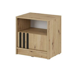 Arte Nelly Bedside Table 51Cm Oak Artisan - Warm Wooden Nightstand With Drawer And Open Compartment For Cosy Bedrooms - thumbnail 2