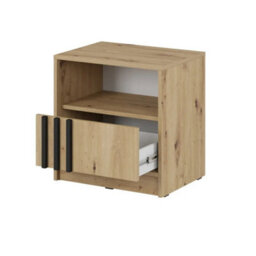 Arte Nelly Bedside Table 51Cm Oak Artisan - Warm Wooden Nightstand With Drawer And Open Compartment For Cosy Bedrooms - thumbnail 3