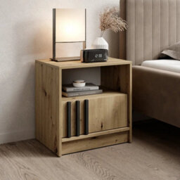 Arte Nelly Bedside Table 51Cm Oak Artisan - Warm Wooden Nightstand With Drawer And Open Compartment For Cosy Bedrooms - thumbnail 1