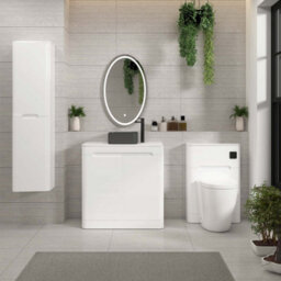 Royal Bathrooms Venice 800mm Gloss White Freestanding Bathroom Countertop Vanity Unit 2 Door With Art Square Basin - thumbnail 4