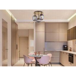 Luminosa Lighting Luminosa Blacky I Globe Ceiling Light Brass-Coloured Matt Smoke Glass Shade 3X E14 - thumbnail 3