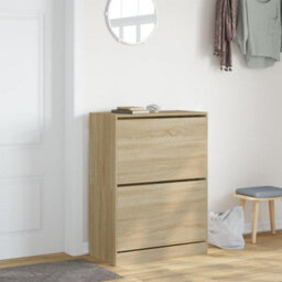 Walplus Shoe Cabinet With 2 Flip-Drawers Sonoma Oak 80X42X108 Cm - thumbnail 3