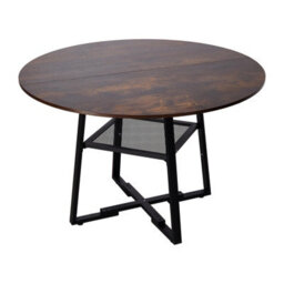Living And Home Vintage Black Round Dining Table With Storage Shelf - thumbnail 2