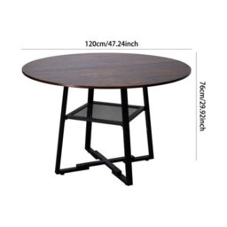 Living And Home Vintage Black Round Dining Table With Storage Shelf - thumbnail 3