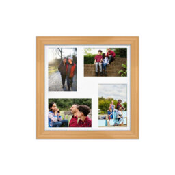 AK Frames 12X12 Country Pine Classic Multi Photo Frame With White Mount - Holds 4 Apertures (4X) 6X4 Photos