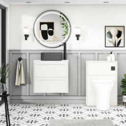 Royal Bathrooms Royal Bathroom Elmore 600mm Classic White Wall Mounted Bathroom Vanity Unit 2 Drawer Plain White Worktop With Art Square Basin - thumbnail 5