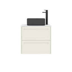 Royal Bathrooms Royal Bathroom Elmore 600mm Classic White Wall Mounted Bathroom Vanity Unit 2 Drawer Plain White Worktop With Art Square Basin - thumbnail 7