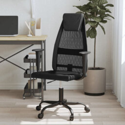 Berkfield Office Chair Black Mesh Fabric And Faux Leather