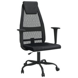 Berkfield Office Chair Black Mesh Fabric And Faux Leather - thumbnail 2