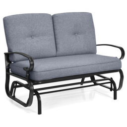 Gainoom 2 Seats Outdoor Grey Swing Glider Chair Patio Loveseat Glider - thumbnail 8