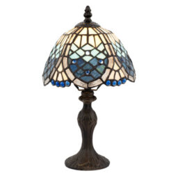 Happy Homewares Sleek Hand Crafted Beaded Tiffany Table Lamp In Midnight And Sky Blue - thumbnail 2