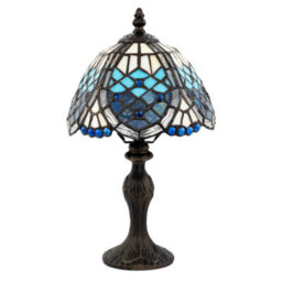 Happy Homewares Sleek Hand Crafted Beaded Tiffany Table Lamp In Midnight And Sky Blue - thumbnail 1