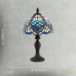 Happy Homewares Sleek Hand Crafted Beaded Tiffany Table Lamp In Midnight And Sky Blue - thumbnail 7