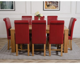 That's Furniture Dakota 182 X 92 Cm Chunky Oak Large Dining Table And 8 Chairs Dining Set With Washington Burgundy Leather Chairs - thumbnail 2
