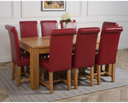 That's Furniture Dakota 182 X 92 Cm Chunky Oak Large Dining Table And 8 Chairs Dining Set With Washington Burgundy Leather Chairs - thumbnail 3