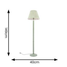 Valuelights Bobbles Sage Green Bobbin Floor Lamp With Pink Aztec Pleated Shade - Led Bulb Included - thumbnail 6