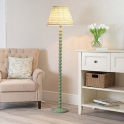 Valuelights Bobbles Sage Green Bobbin Floor Lamp With Pink Aztec Pleated Shade - Led Bulb Included - thumbnail 5