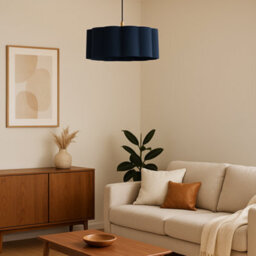 CGC Lighting Cgc Maria Scalloped Navy Drum Lampshade Large 48Cm - thumbnail 4