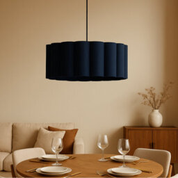 CGC Lighting Cgc Maria Scalloped Navy Drum Lampshade Large 48Cm - thumbnail 3