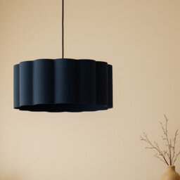 CGC Lighting Cgc Maria Scalloped Navy Drum Lampshade Large 48Cm - thumbnail 2