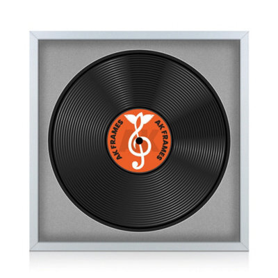 "16X16"" Silver Sleek Vinyl Record Frame With Silver Mount For 12 Inch Lp Disc - Ak Frames" - image 1