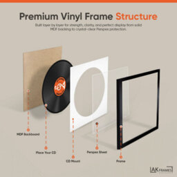 "16X16"" Silver Sleek Vinyl Record Frame With Silver Mount For 12 Inch Lp Disc - Ak Frames" - thumbnail 6