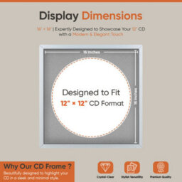 "16X16"" Silver Sleek Vinyl Record Frame With Silver Mount For 12 Inch Lp Disc - Ak Frames" - thumbnail 2