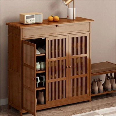 93X32X98Cm Shoe Cabinet Stand Rack 3 Door Storage Cupboard Sideboard - image 1