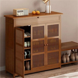 93X32X98Cm Shoe Cabinet Stand Rack 3 Door Storage Cupboard Sideboard - thumbnail 1