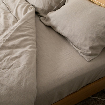 Native Natural Natural Super King 100% Linen Fitted Sheet (180X200Cm) - image 1