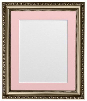 Frames By Post Shabby Chic Gun Metal Frame With Pink Mount For Image Size 12 X 8 Inch - image 1