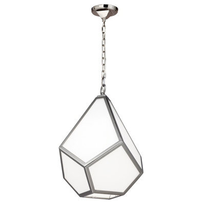 Stylish 1 Bulb Ceiling Pendant Light In Highly Polished Nickel Finish