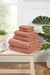 Rapport Home Linear Pure Cotton Face Towel Rose Red - thumbnail 3