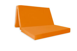 Mattress Guru Double Folding Z Bed, Tri - Folding Futon Mattress, Travel Camping Bed With Protective Travel Cover, Orange