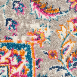 Grey Multi Floral Traditional Persian Luxurious Easy To Clean Rug For Living Room Bedroom And Dining Room-114Cm X 175Cm - thumbnail 5