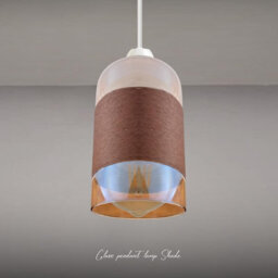 2Pcs Modern Copper Glass Pendant Light Shade 12Cm X 20Cm With Shade Reducer Plate Lampshades - thumbnail 9