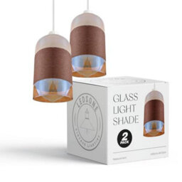 2Pcs Modern Copper Glass Pendant Light Shade 12Cm X 20Cm With Shade Reducer Plate Lampshades
