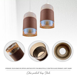 2Pcs Modern Copper Glass Pendant Light Shade 12Cm X 20Cm With Shade Reducer Plate Lampshades - thumbnail 3