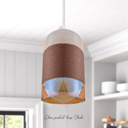 2Pcs Modern Copper Glass Pendant Light Shade 12Cm X 20Cm With Shade Reducer Plate Lampshades - thumbnail 7