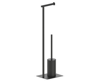 Cosmic Toilet Roll Holder With  Toilet Brush, Freestanding, Matt Black, Essentials Collection - image 1