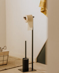 Cosmic Toilet Roll Holder With  Toilet Brush, Freestanding, Matt Black, Essentials Collection - thumbnail 5