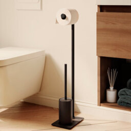 Cosmic Toilet Roll Holder With  Toilet Brush, Freestanding, Matt Black, Essentials Collection - thumbnail 6