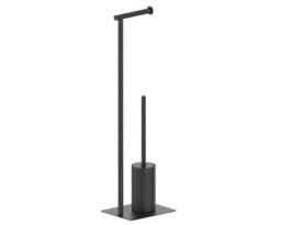 Cosmic Toilet Roll Holder With  Toilet Brush, Freestanding, Matt Black, Essentials Collection - thumbnail 1