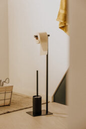 Cosmic Toilet Roll Holder With  Toilet Brush, Freestanding, Matt Black, Essentials Collection - thumbnail 4